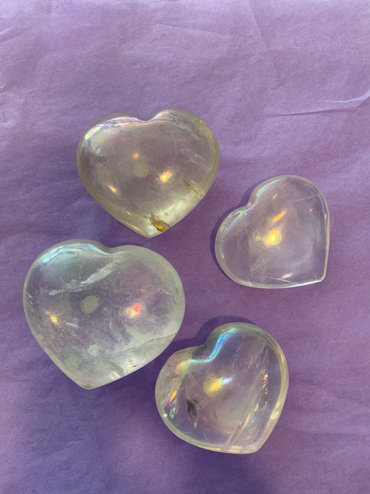 Aura Quartz Heart Stones